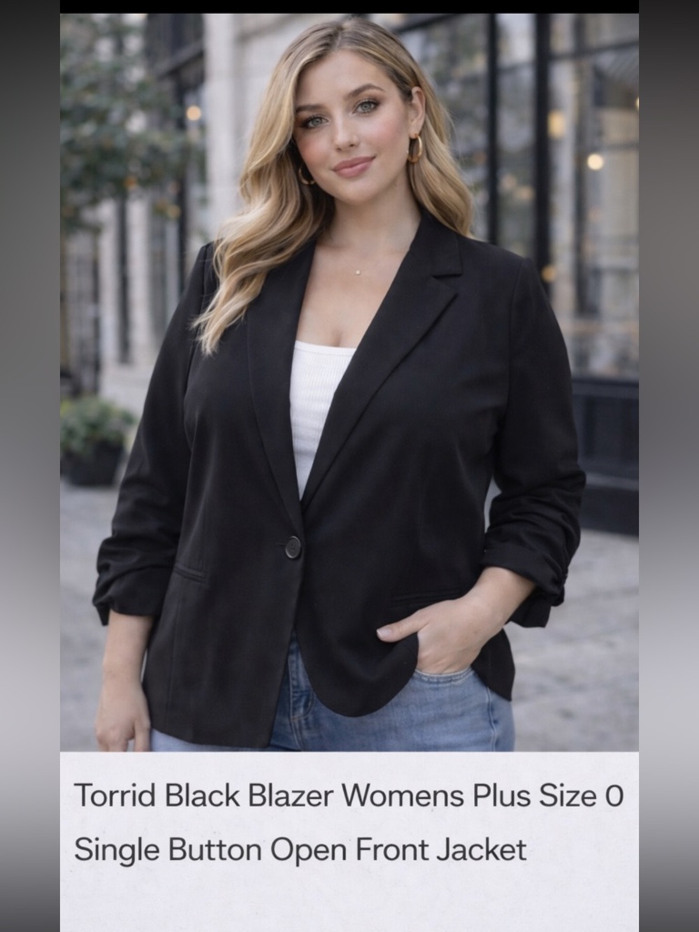 Torrid Black Open Front Blazer Womens Plus Size 0 Lightweight Jacket